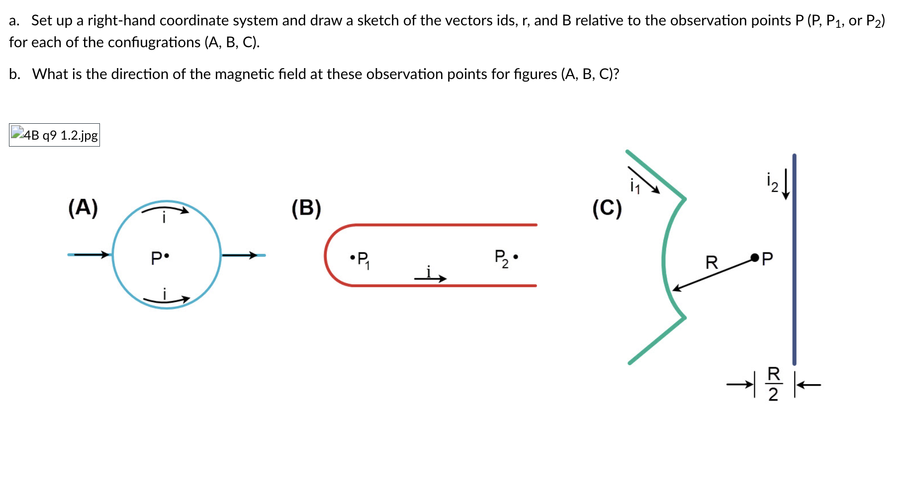 a . Set up a right - hand coordinate system and