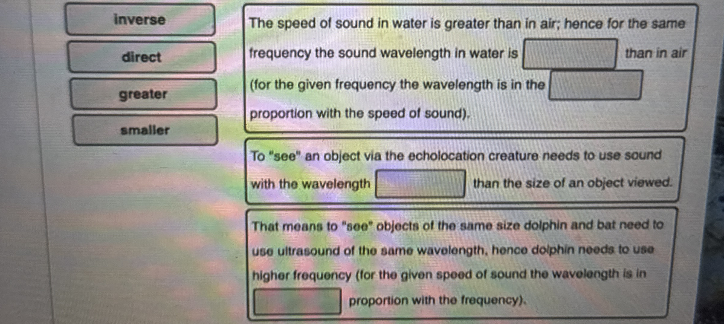 direct greater smaller The speed of sound in