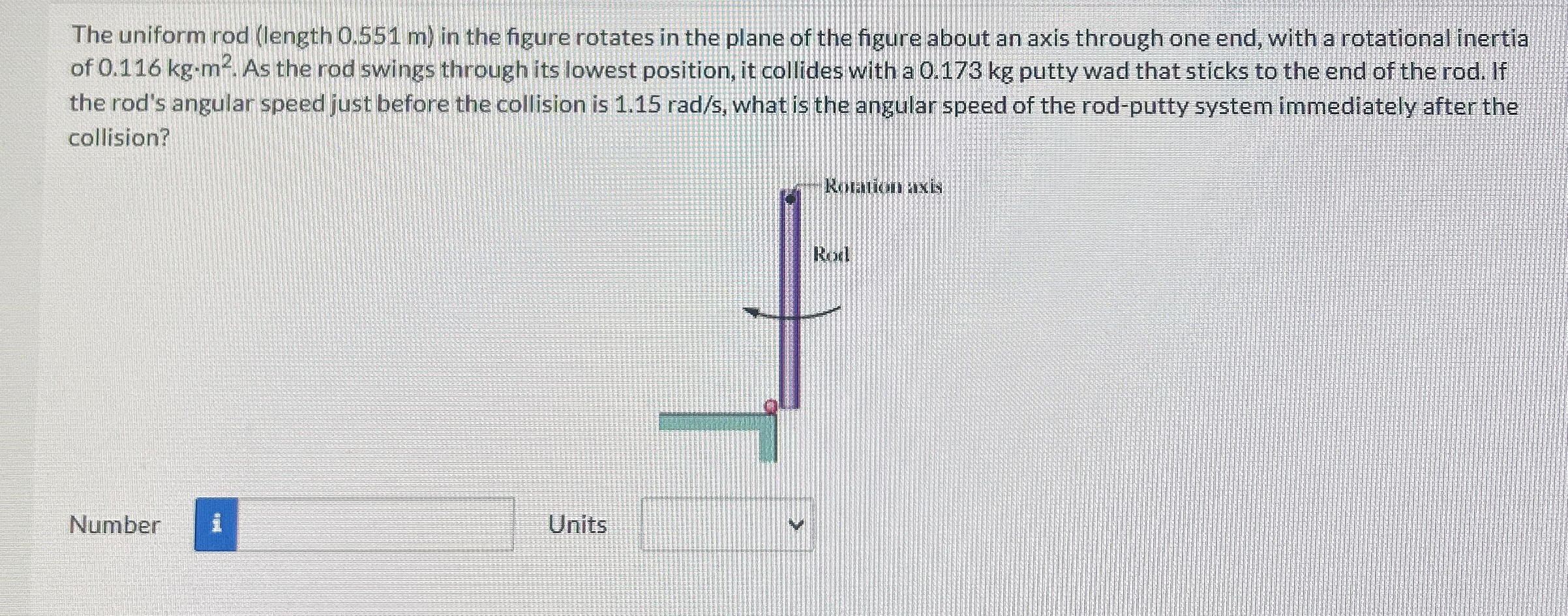 The uniform rod ( length 0 . 5 5 1 m ) in the
