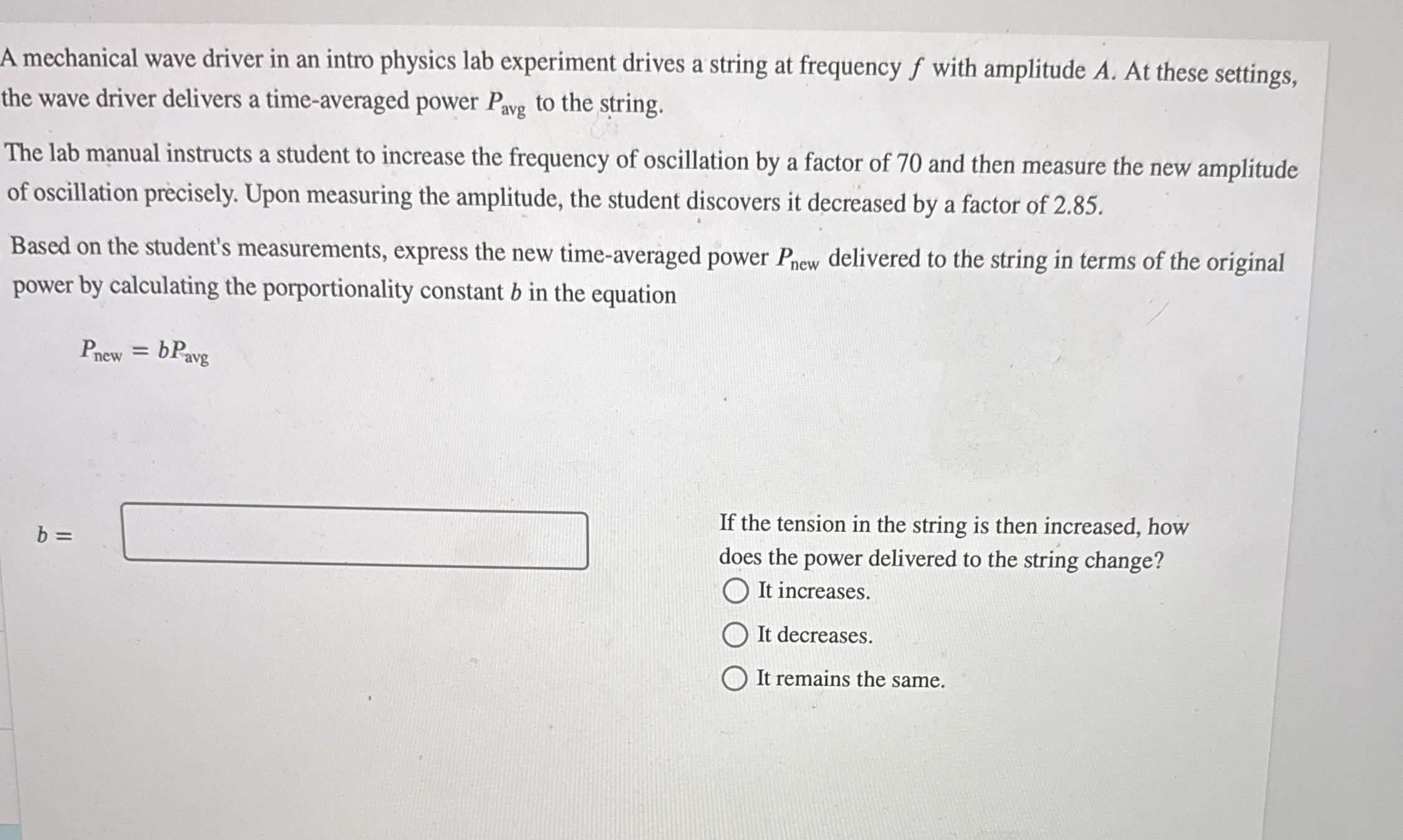 A mechanical wave driver in an intro physics lab