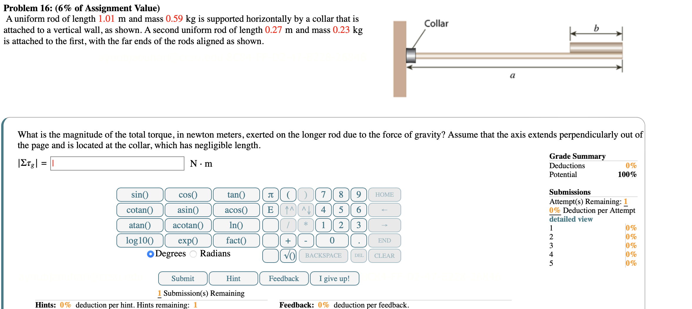 Problem 1 6 : ( 6 \ % of Assignment Value ) A