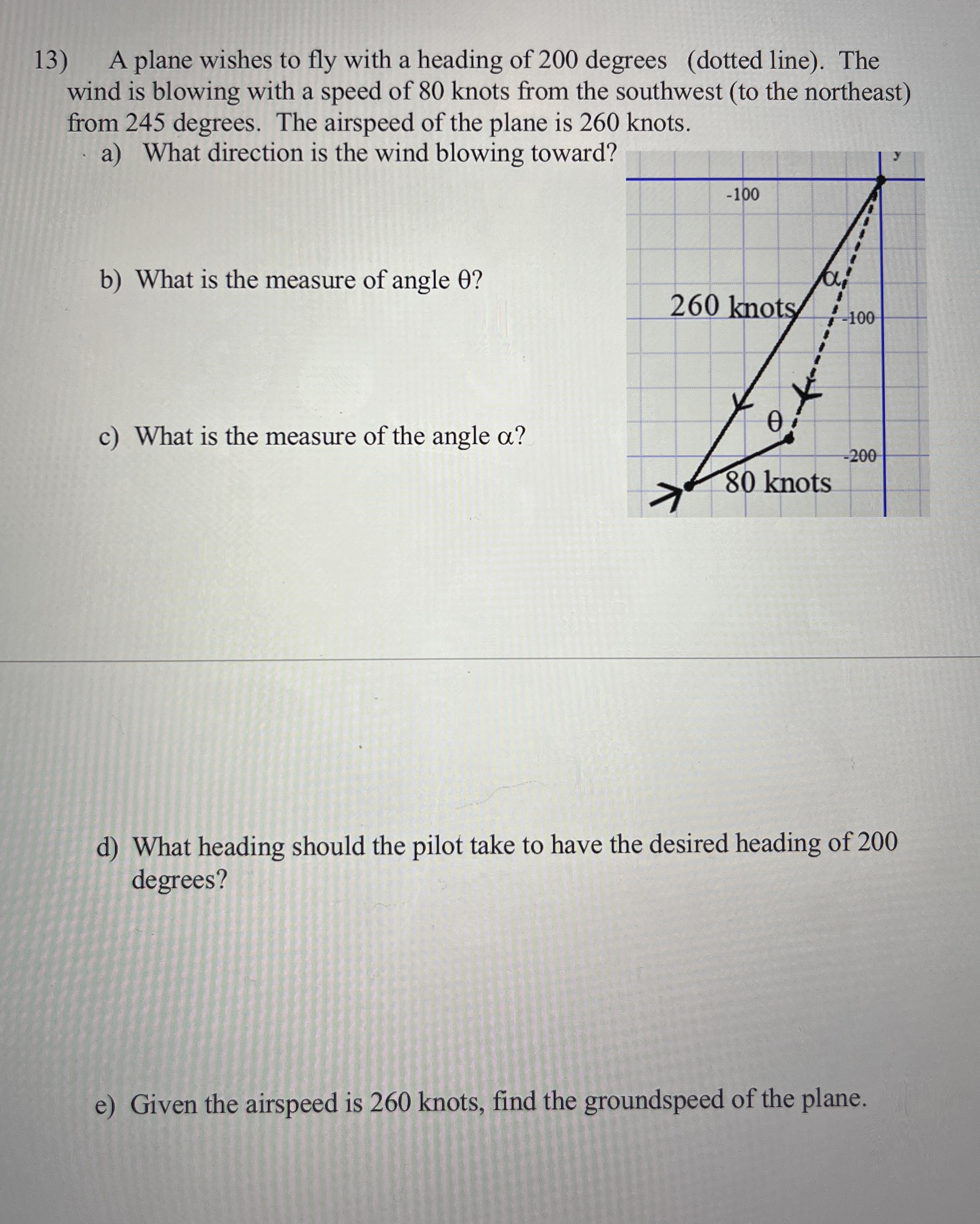 A plane wishes to fly with a heading of 2 0 0