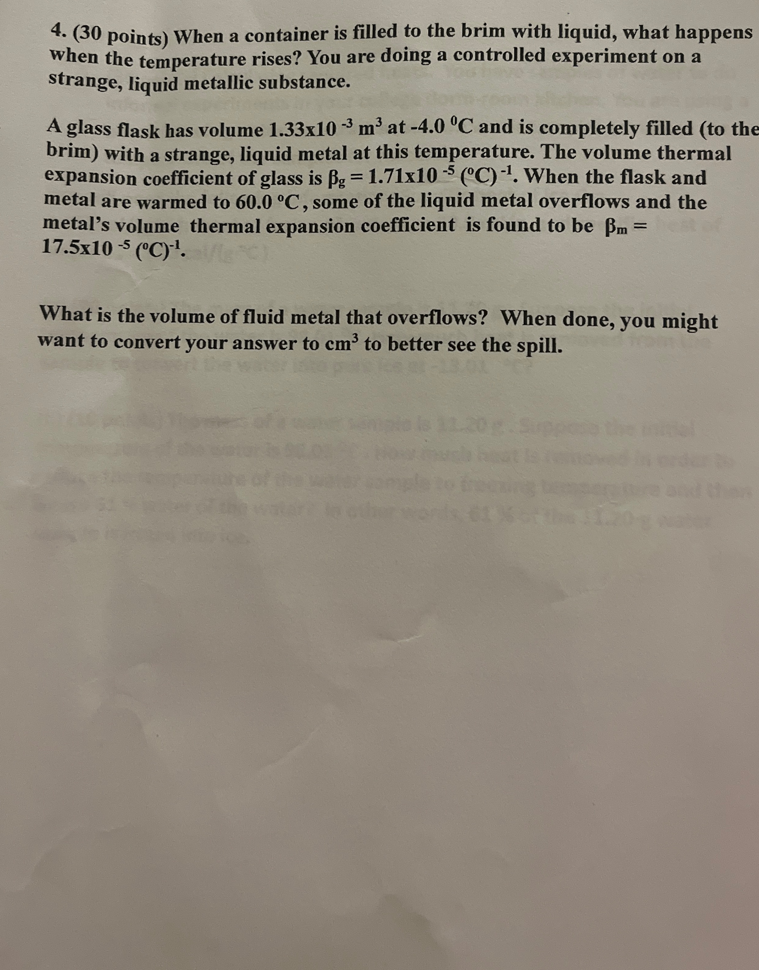 ( 3 0 points ) When a container is filled to the