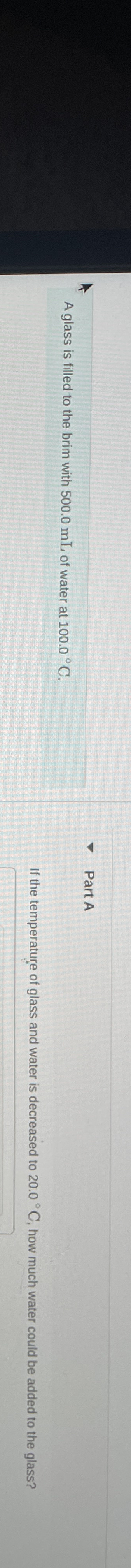 A glass is filled to the brim with 5 0 0 . 0 mL