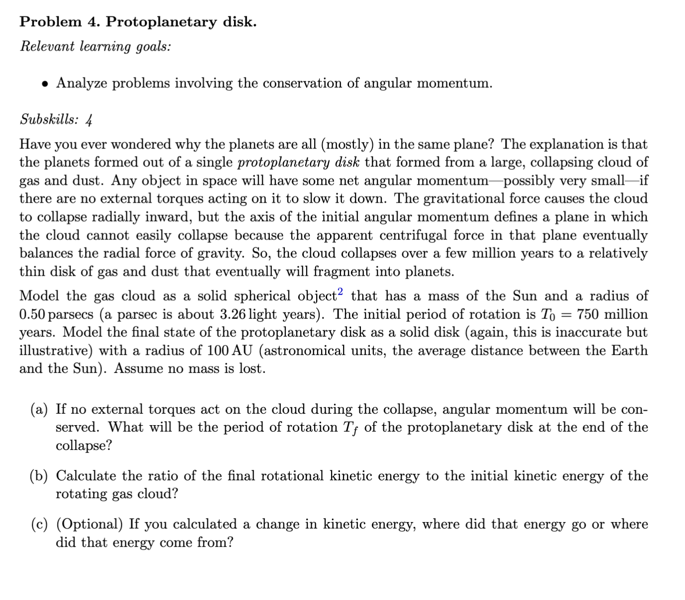 Problem 4 . Protoplanetary disk. Relevant