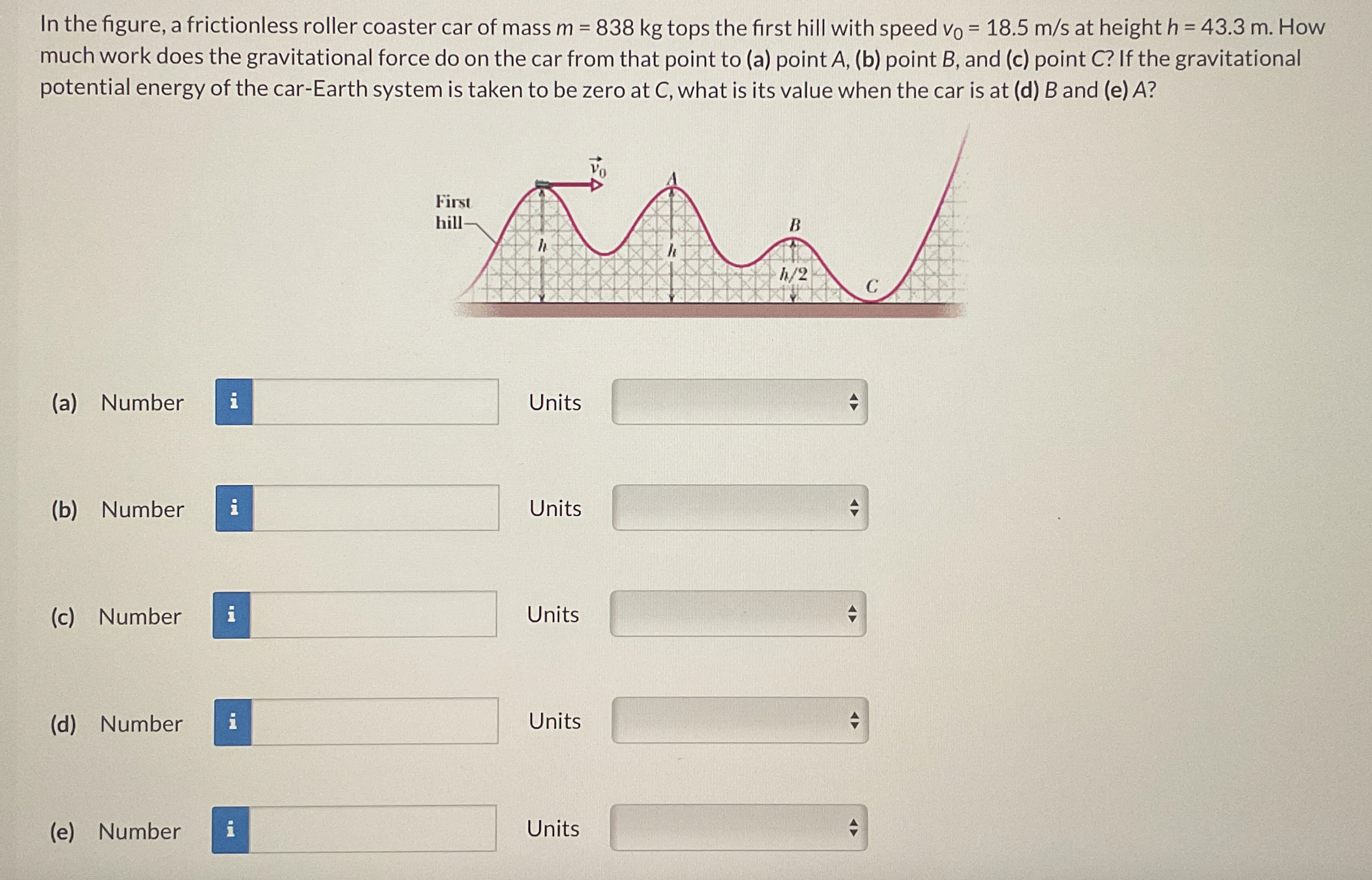 In the figure, a frictionless roller coaster car