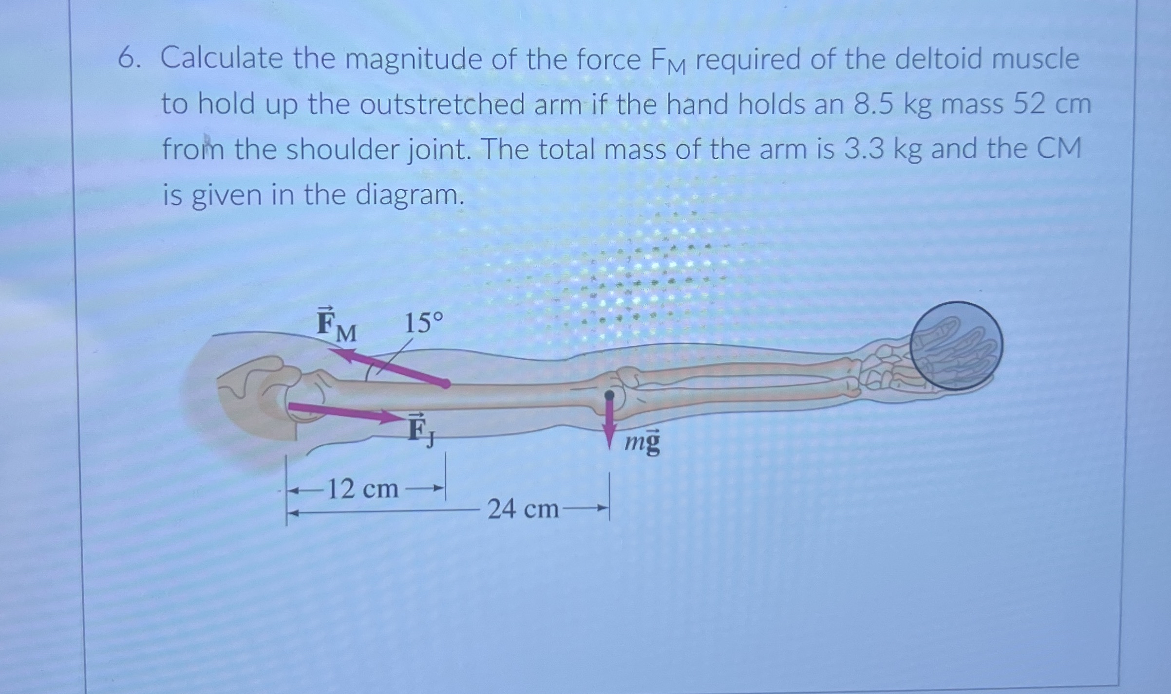 Calculate the magnitude of the force F M required