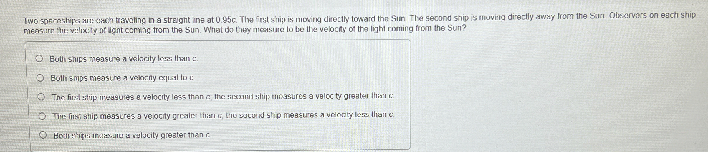 Two spaceships are each traveling in a straight
