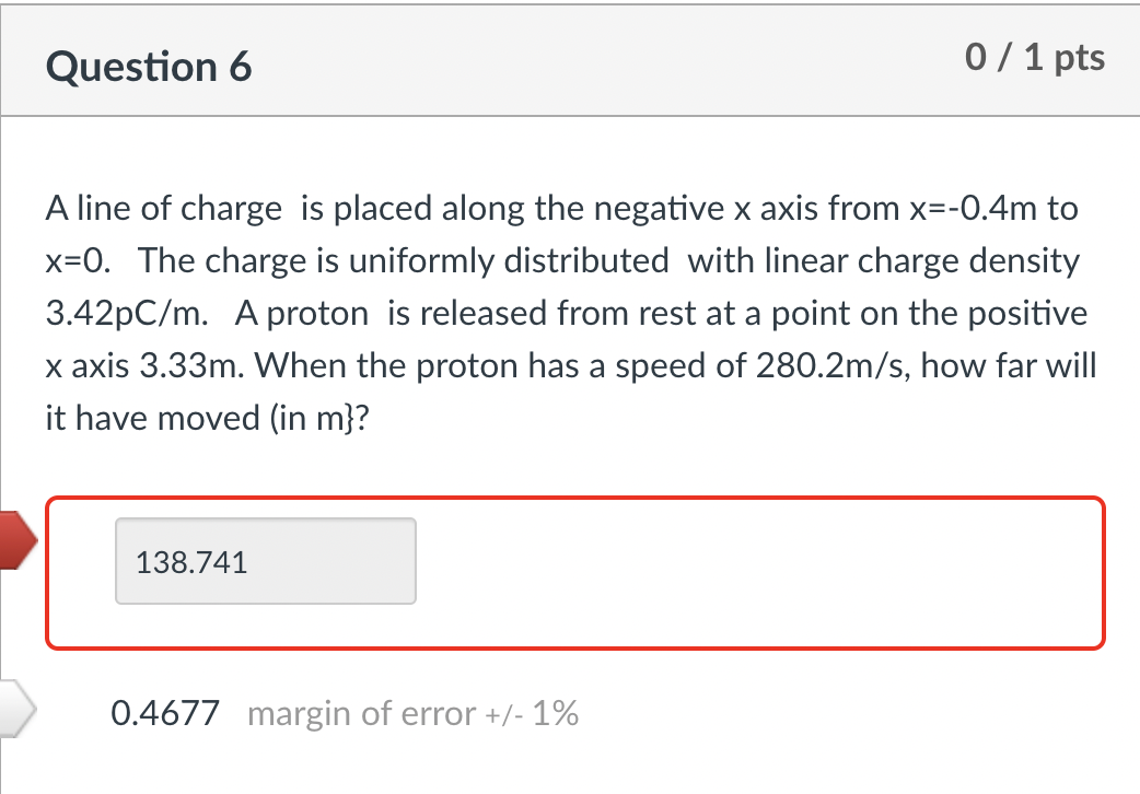 Question 6 A line of charge is placed along the