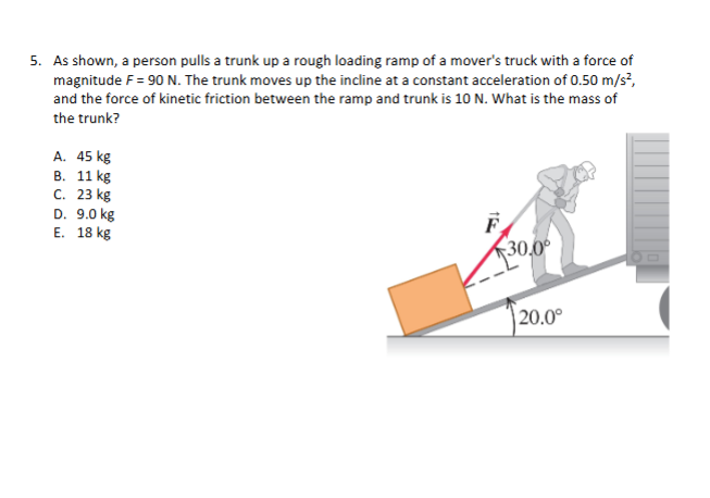 5 . As shown, a person pulls a trunk up a rough