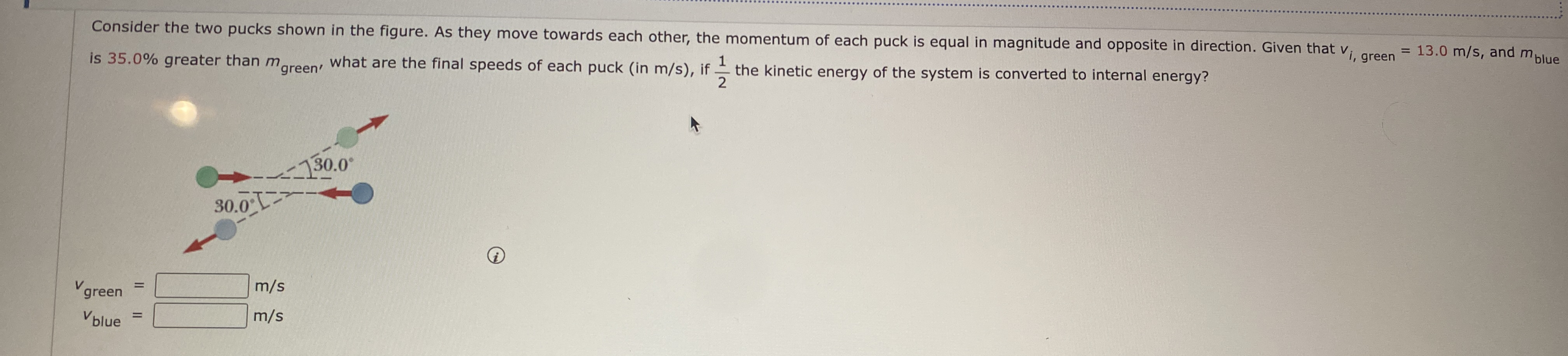 Consider the two pucks shown in the figure. As