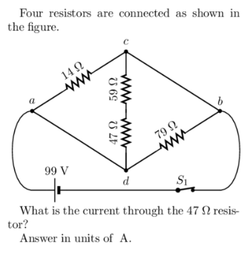 Four resistors are connected as shown in the