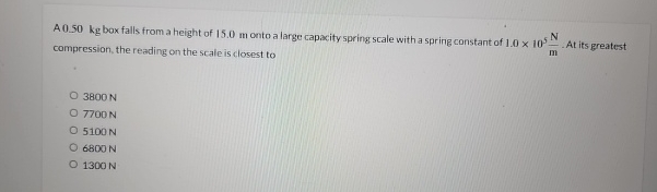 A 0 . 5 0 kg box falls from a height of 1 5 . 0 m