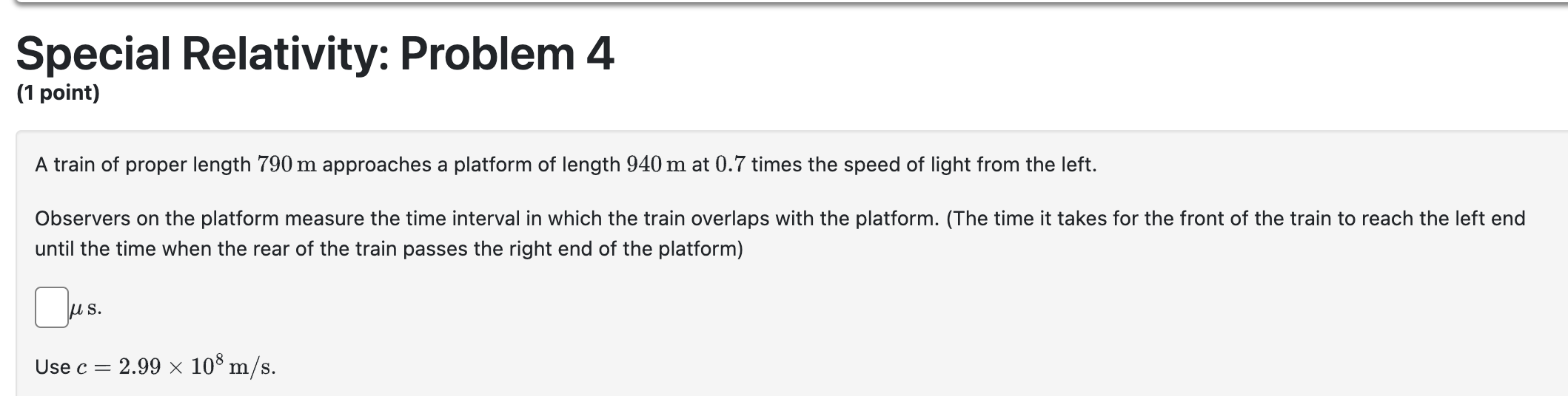 A train of proper length 7 9 0 m approaches a