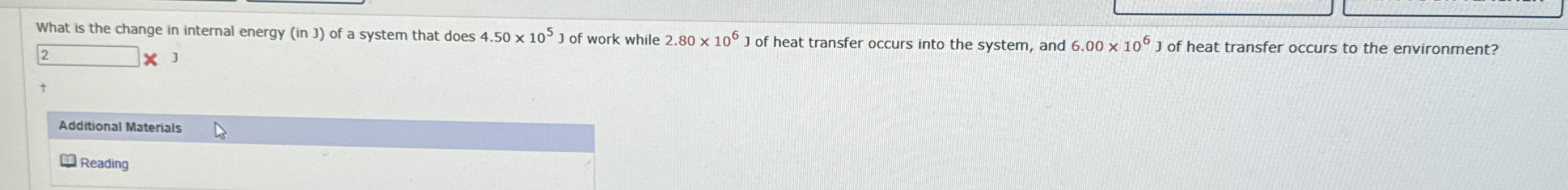 What is the change in internal energy ( in J ) of