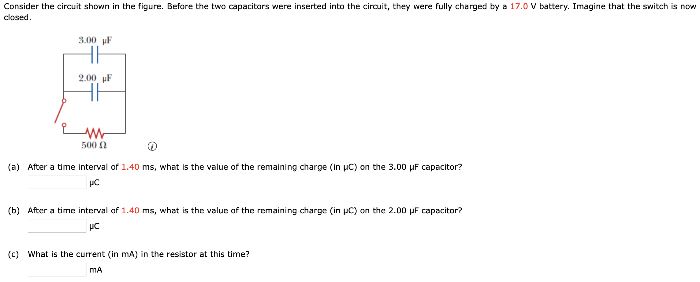 Consider the circuit shown in the figure. Before