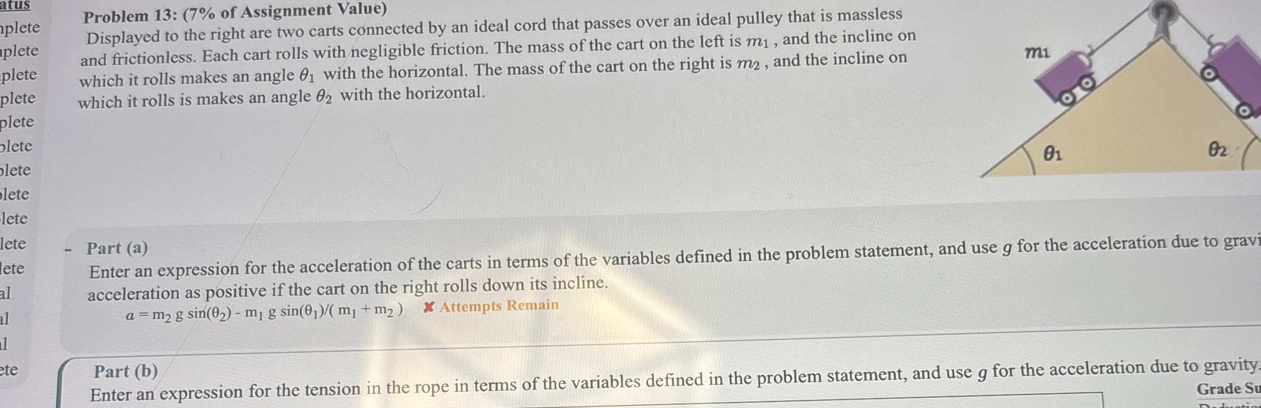 Problem 1 3 : ( 7 % of Assignment Value )
