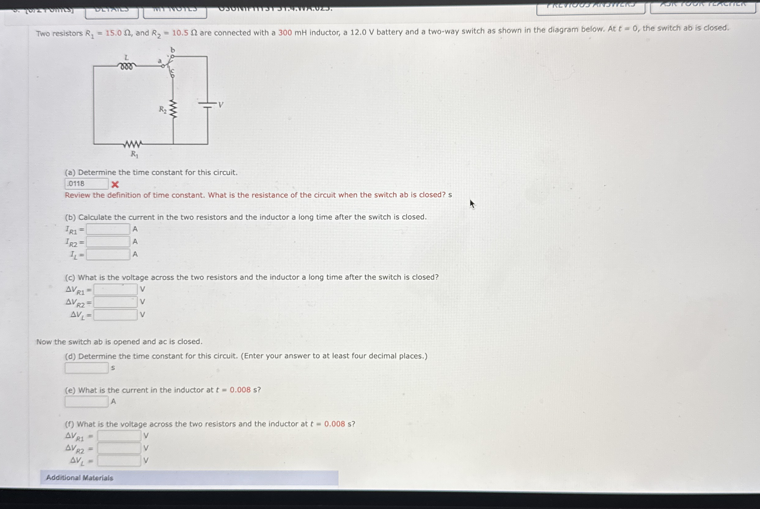 Two resistors R 1 = 1 5 . 0 , and R 2 = 1 0 . 5