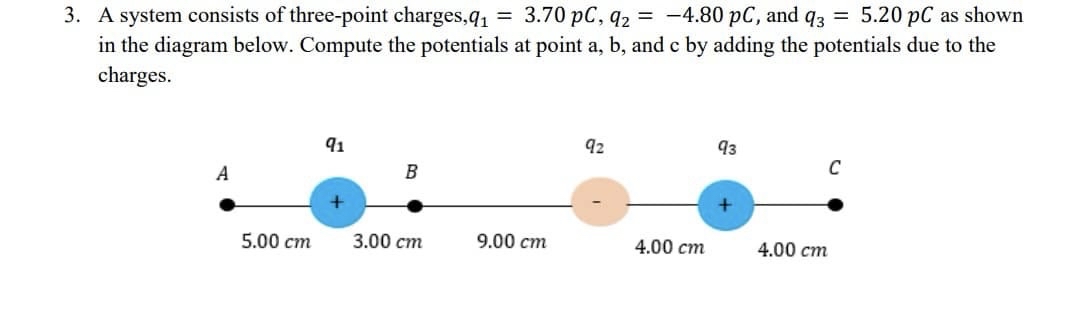 A system consists of three - point charges, q 1 =
