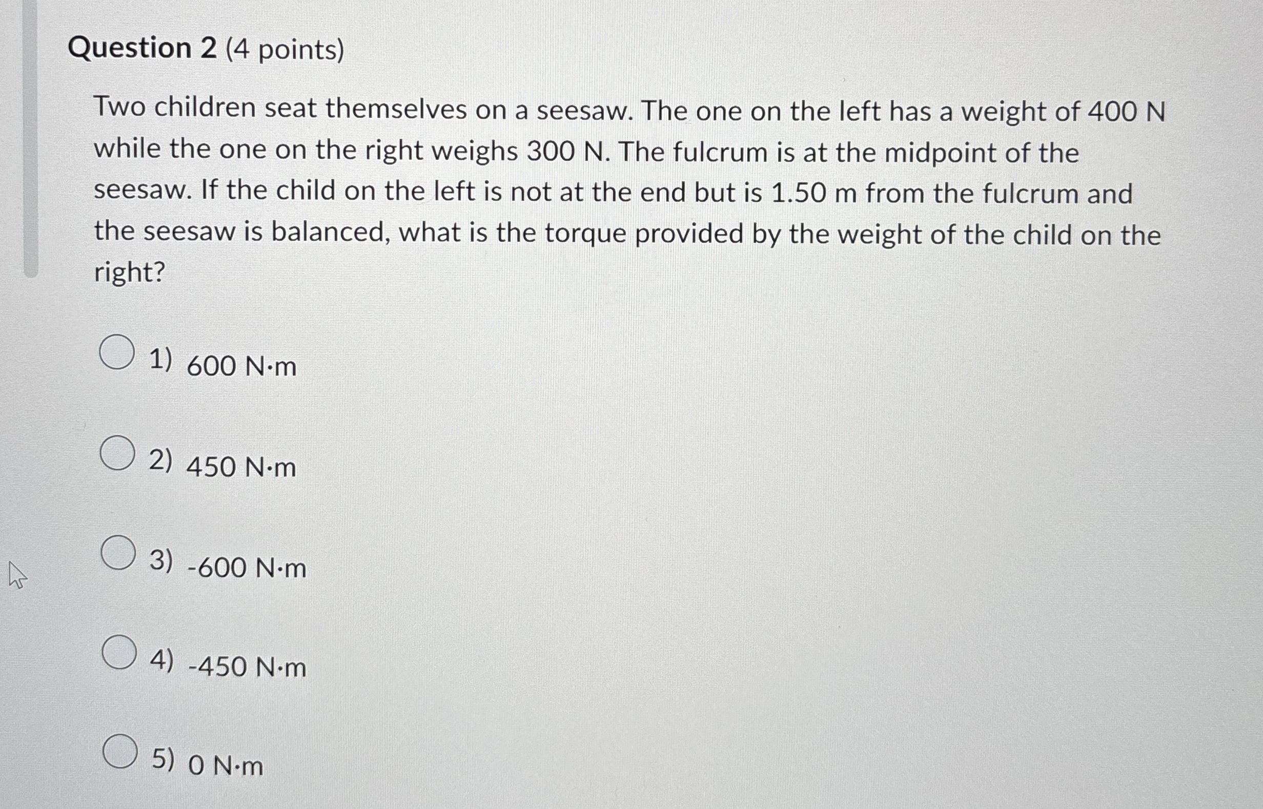 Question 2 ( 4 points ) Two children seat