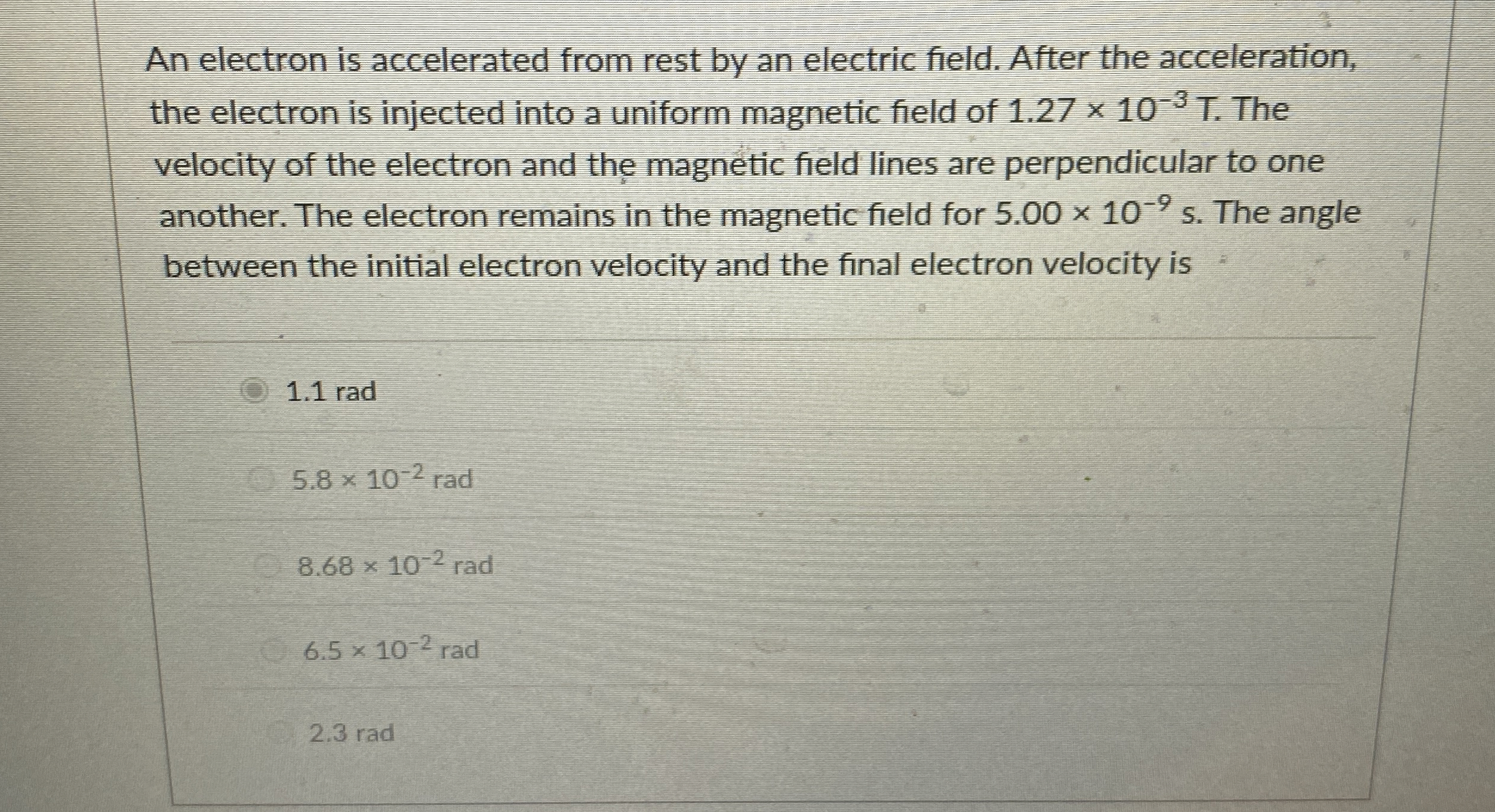 An electron is accelerated from rest by an