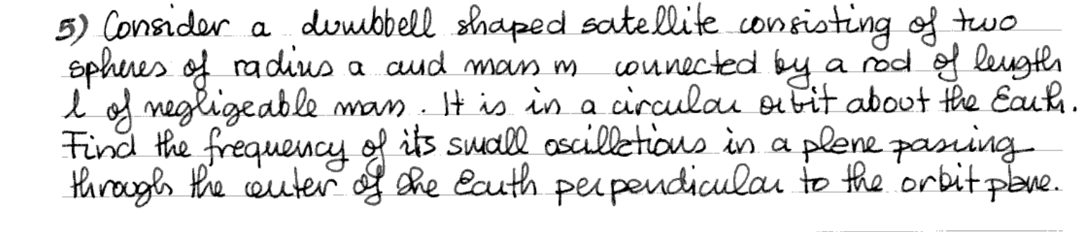 Consider a dumbbell shaped satellite consisting