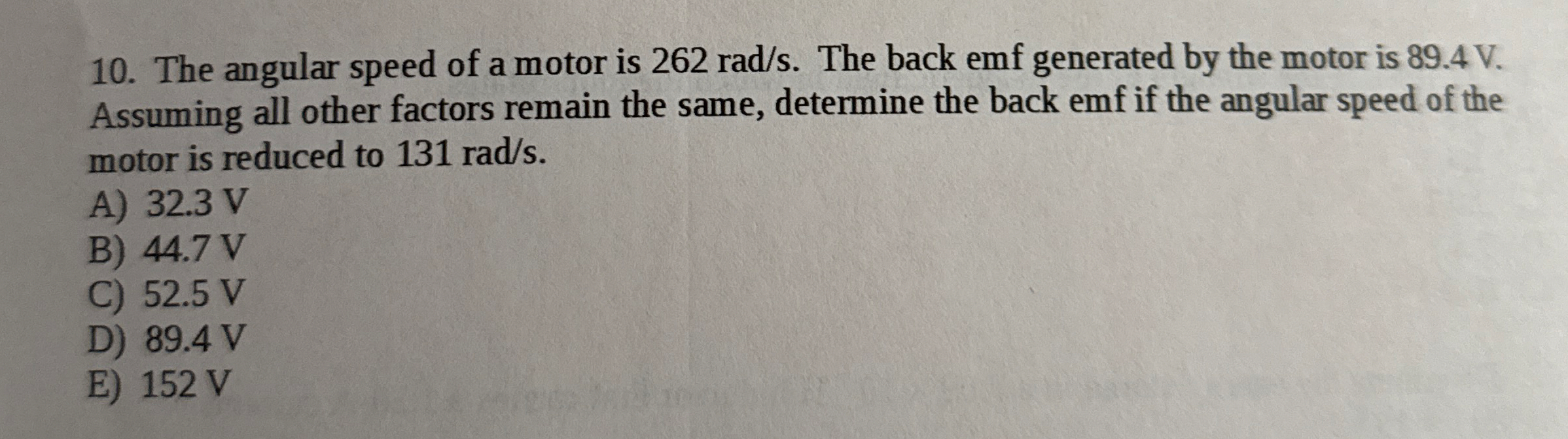 The angular speed of a motor is 2 6 2 r a d s .