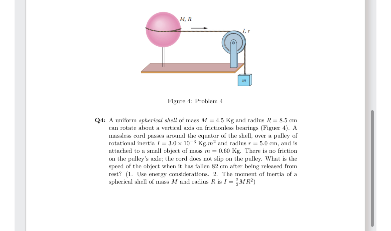 Figure 4 : Problem 4 Q 4 : A uniform spherical