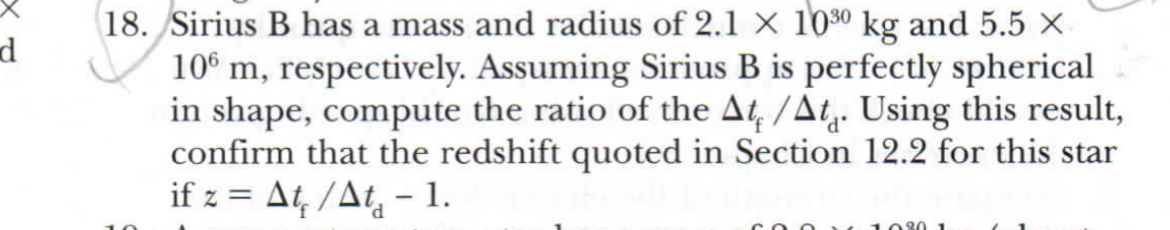 Sirius B has a mass and radius of 2 . 1 1 0 3 0 k