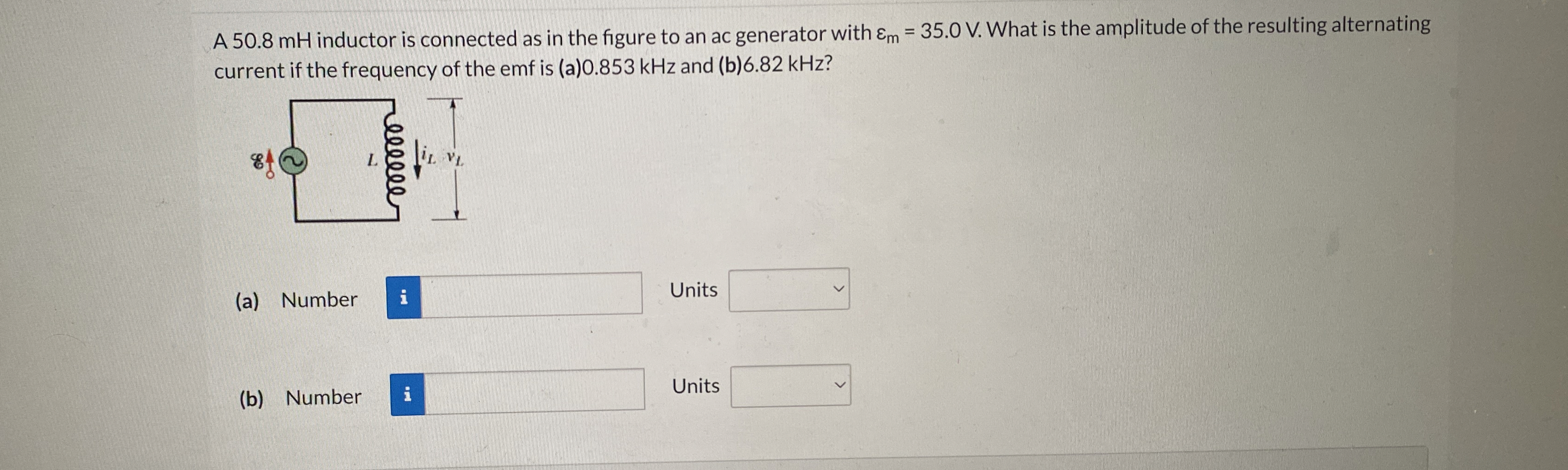 A 5 0 . 8 mH inductor is connected as in the