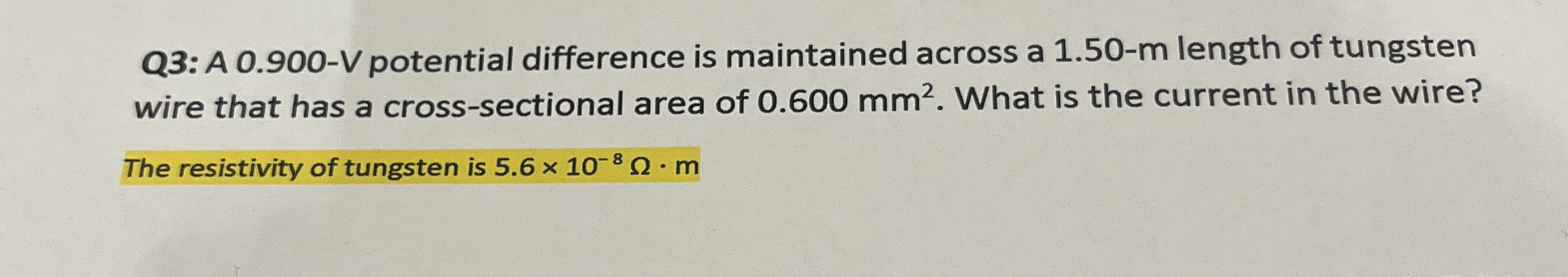 Q 3 : A 0 . 9 0 0 - V potential difference is