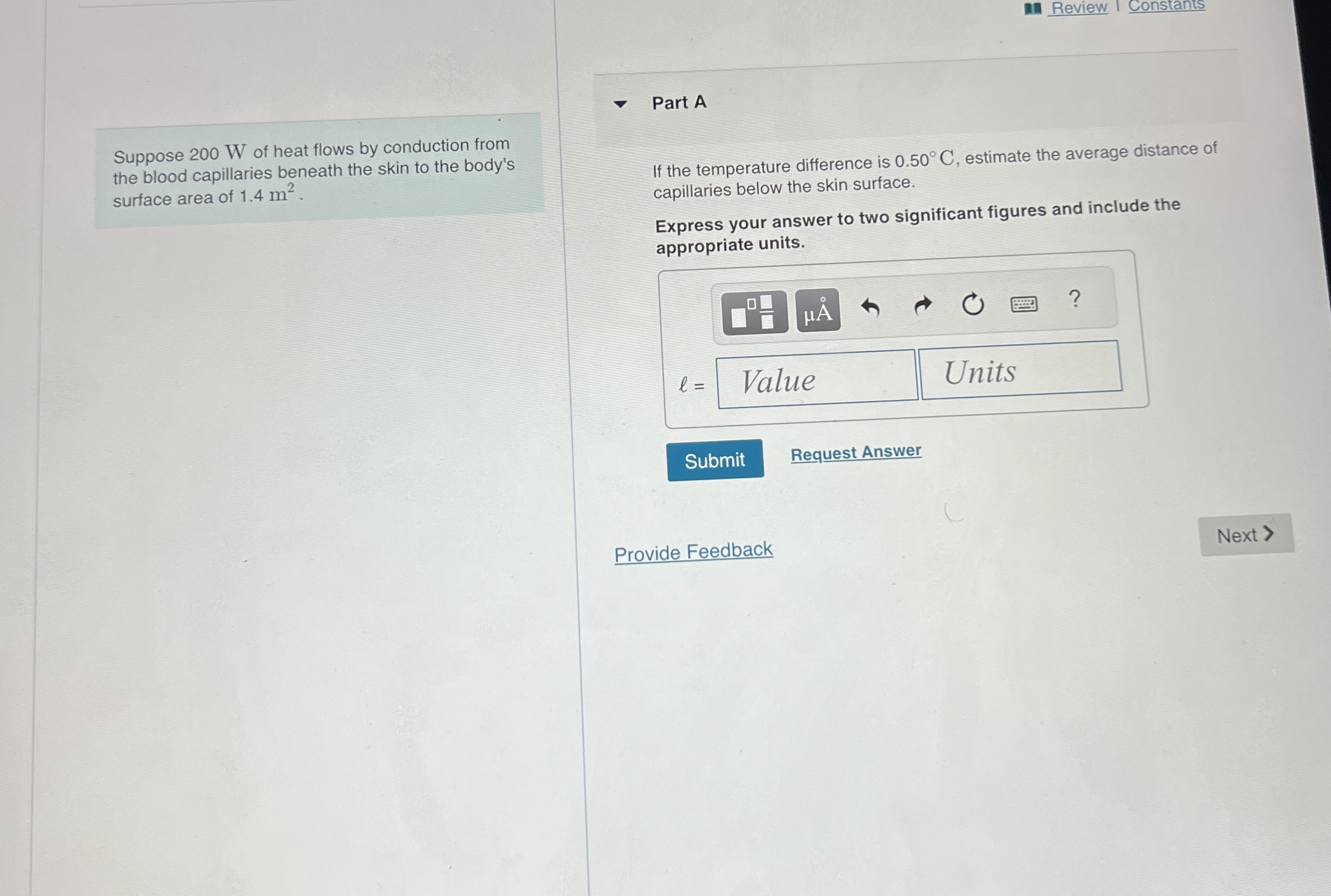 Review Constants Suppose 2 0 0 W of heat flows by