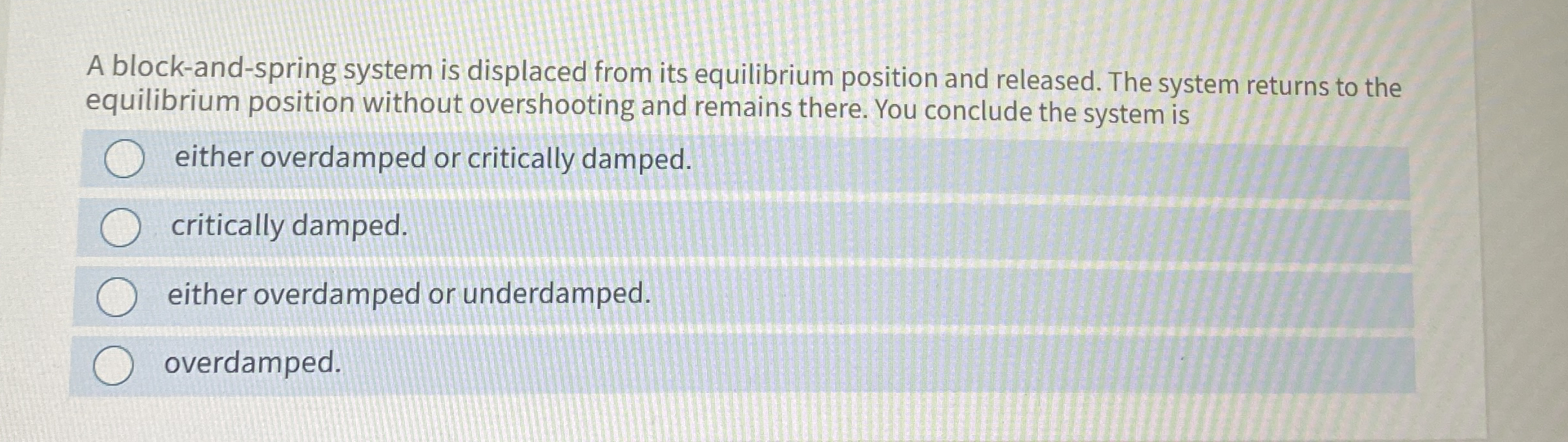 A block - and - spring system is displaced from