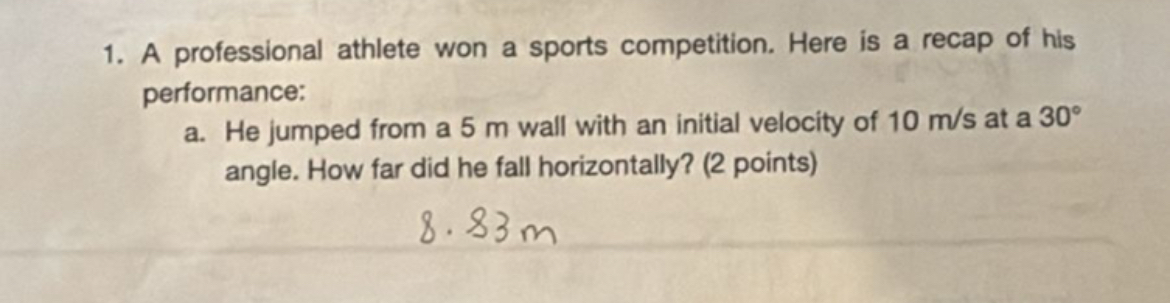 A professional athlete won a sports competition.