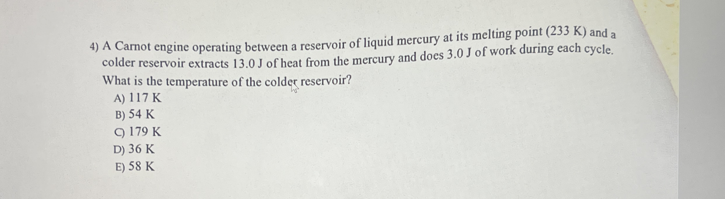 A Carnot engine operating between a reservoir of