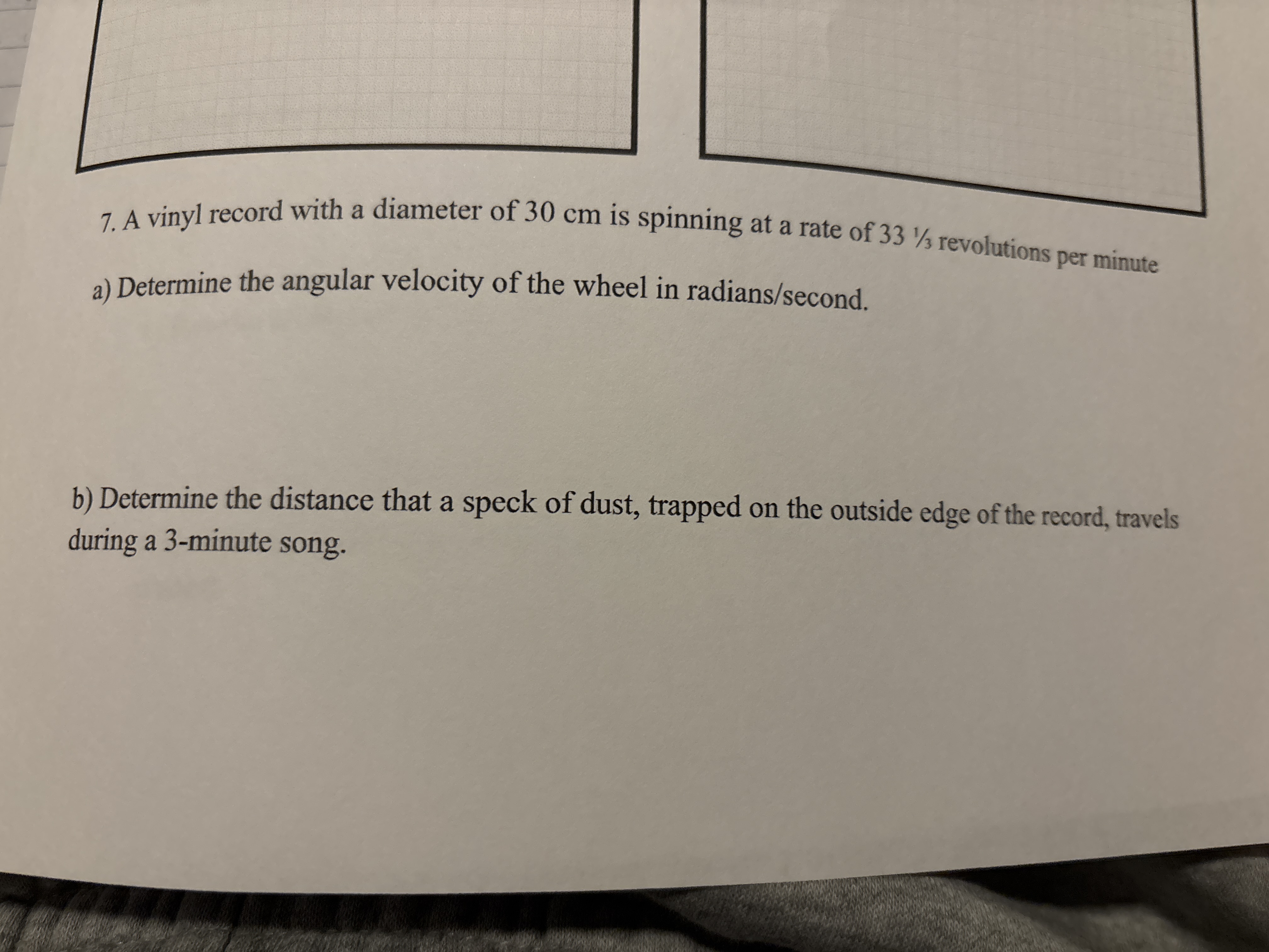 A vinyl record with a diameter of 3 0 cm is