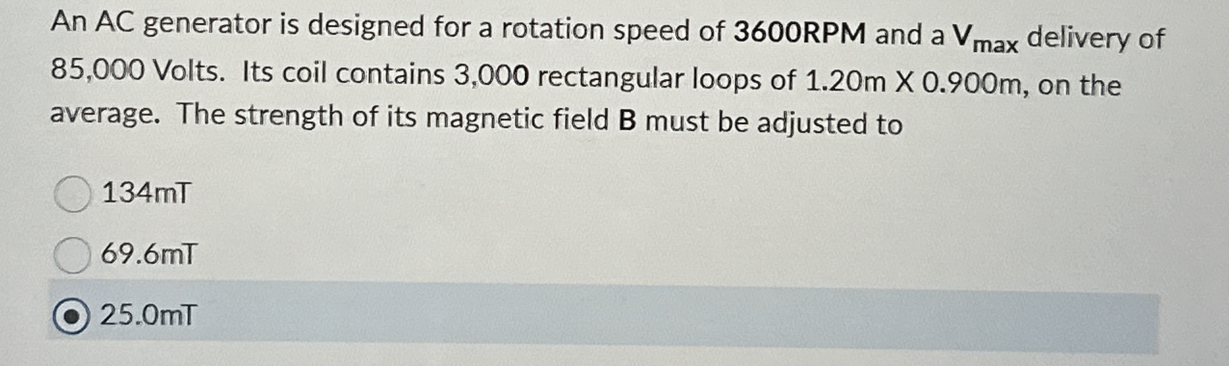 An AC generator is designed for a rotation speed