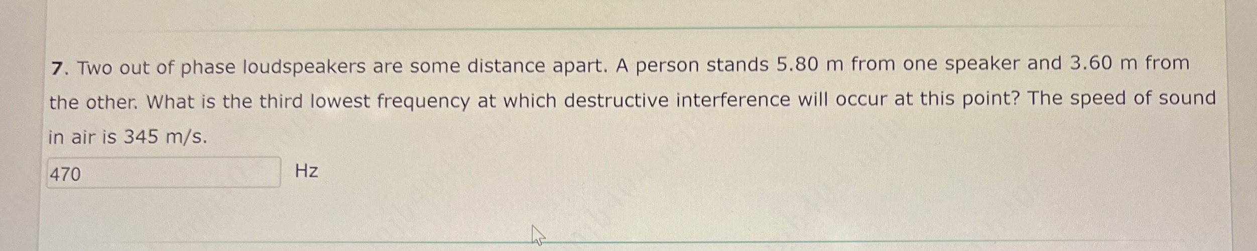 Two out of phase loudspeakers are some distance