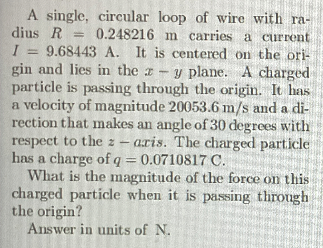 A single, circular loop of wire with radius R = 0