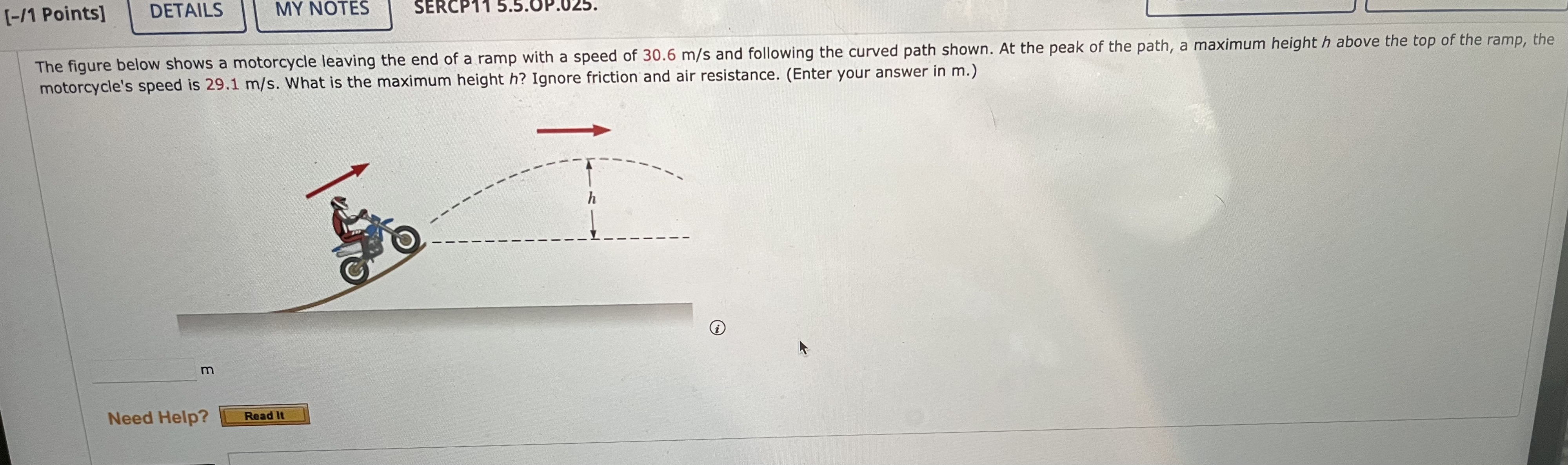 The figure below shows a motorcycle leaving the