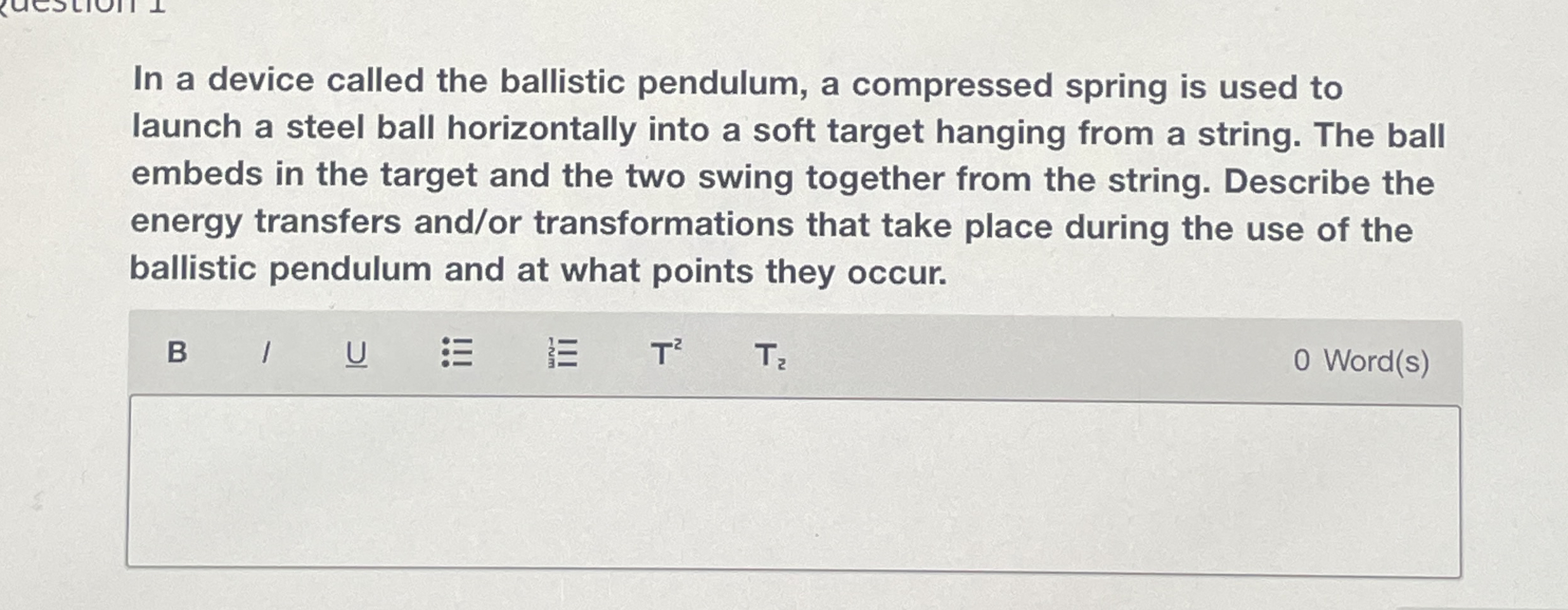 In a device called the ballistic pendulum, a