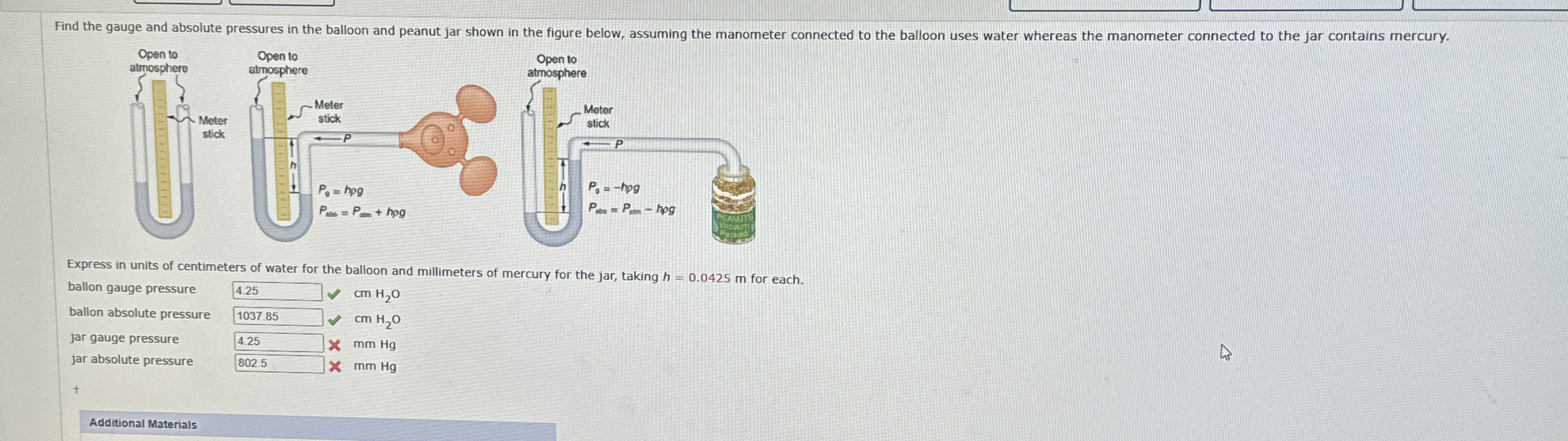 Express in units of centimeters of water for the
