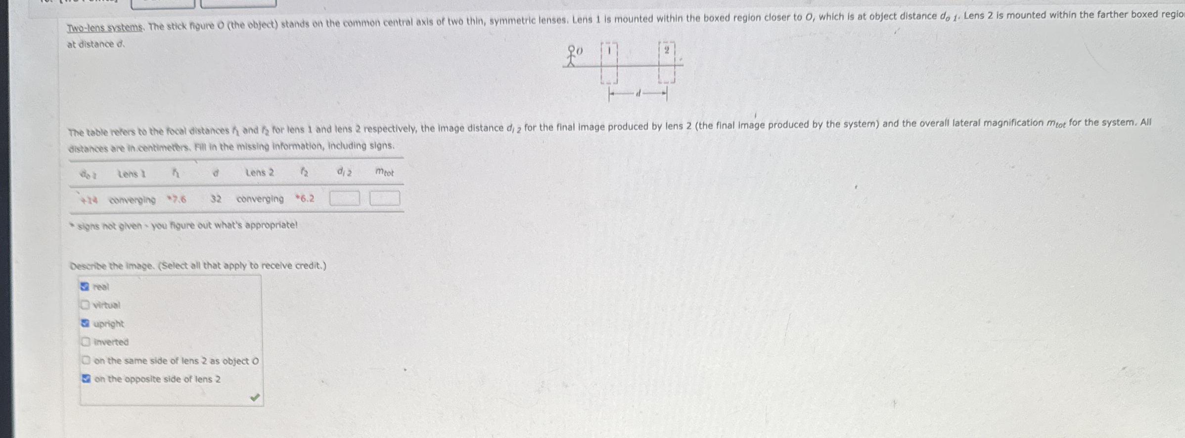 at distance d . distances are in centimeters.