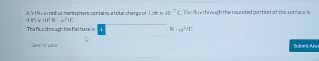 A 3 . 1 9 cm radius hemisphere contains a total