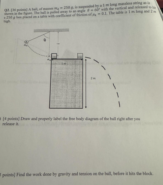 Q 2 . [ 3 6 points ] A ball, of masses \ ( m _ {