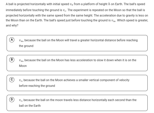 A ball is projected horizontally with initial