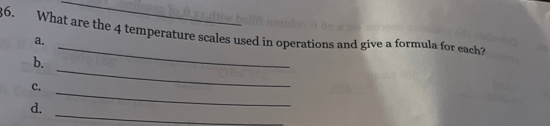 What are the 4 temperature scales used in