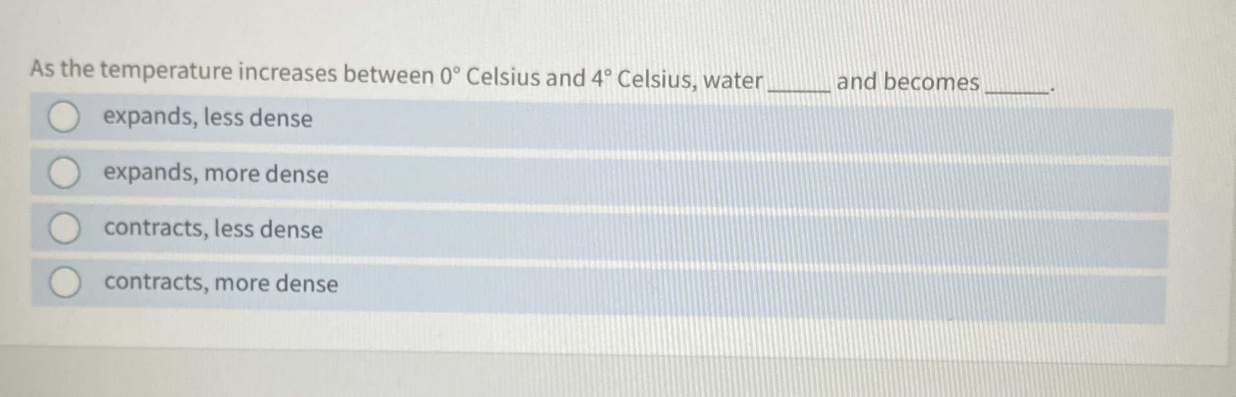 As the temperature increases between 0 Celsius