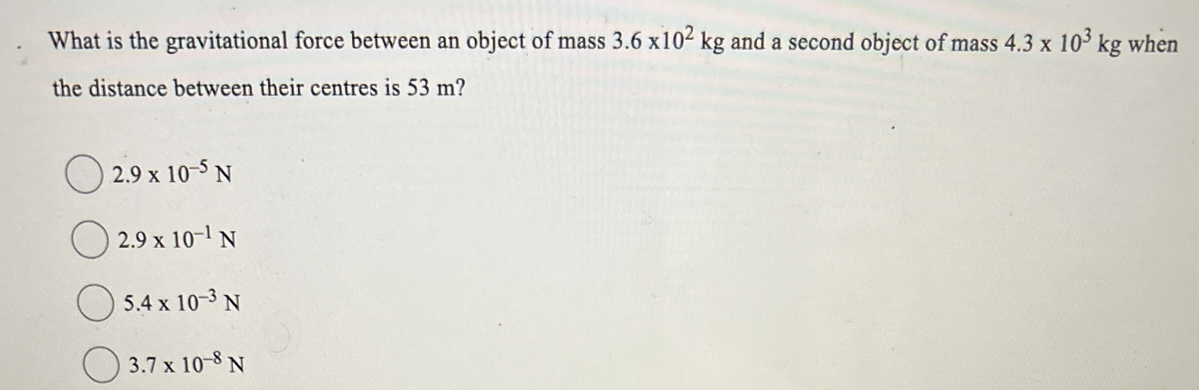 What is the gravitational force between an object