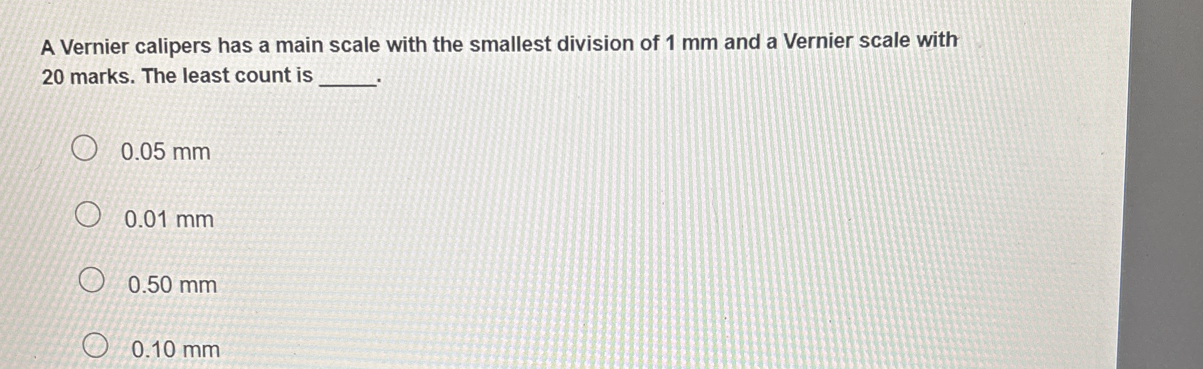 A Vernier calipers has a main scale with the